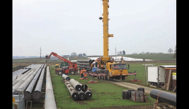 Rohrlager und Rohrschweissplatz in Güttingen.