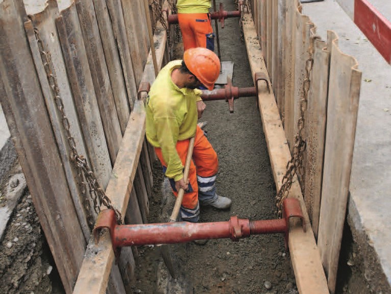 Ab einer Aushubtiefe von 1,5 m sind Gräben und Baugruben zu sichern.