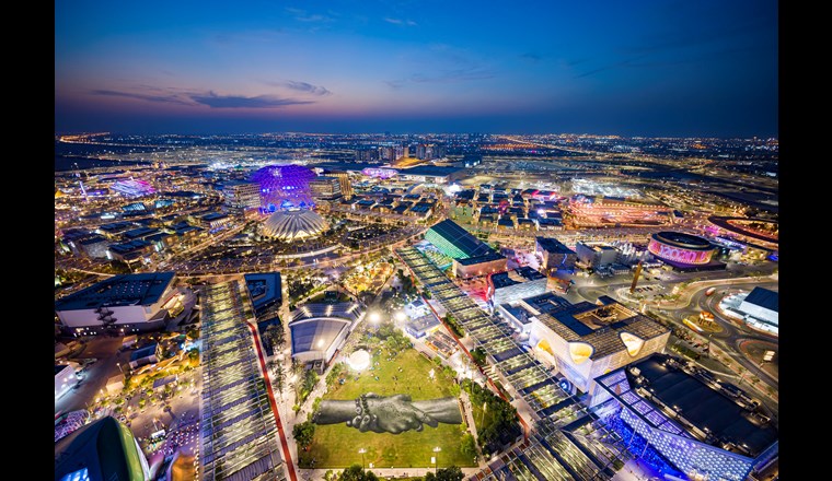 Gelände der Expo 2020 Dubai bei Nacht. (©EDA)