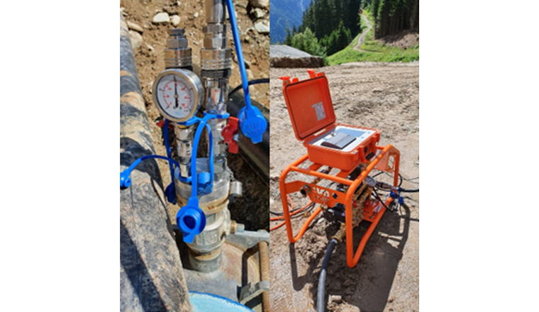 Automatisierte Durchführung einer kombinierten Dichtheits- und Festigkeitsprüfung mit dem Zweck, die Bereitschaft der Leitung für den späteren Netzbetrieb nachzuweisen. (Bild: ©Krohse GmbH, CH-8212 Neuhausen am Rheinfall)