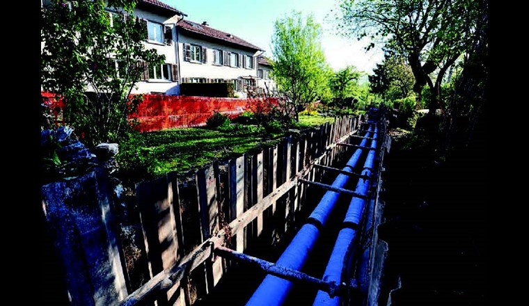 Anergieleitungen im Wohnquartier.