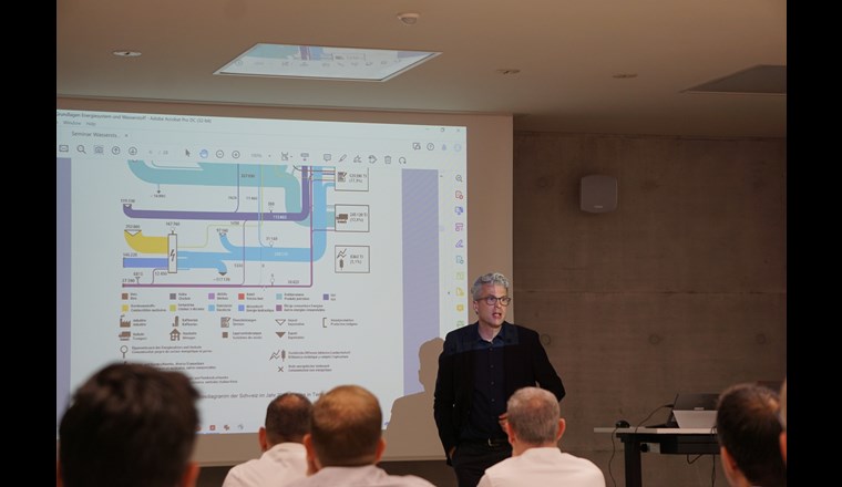 Markus Friedl, Leiter IET Institut für Energietechnik, OST, machte den Auftakt und legte die Grundlagen Energiesysteme und Wasserstoff.
