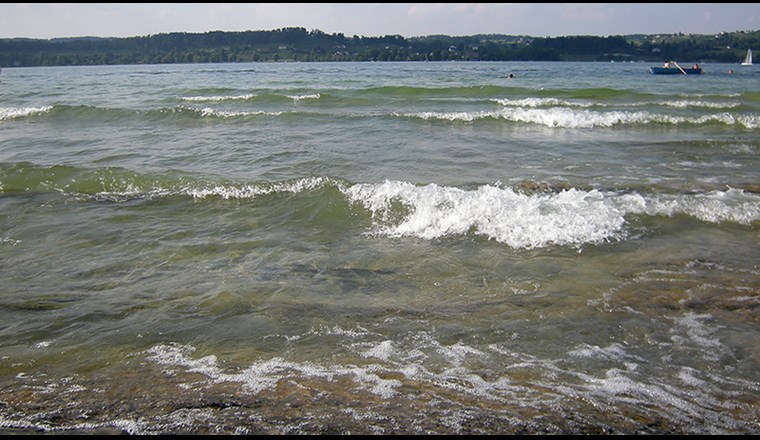 Wird Seewasser über Sandfilter filtriert würde darin vorhandenes Mikroplastik effizient zurückgehalten. Zürichsee. (Foto: Andri Bryner, Eawag)