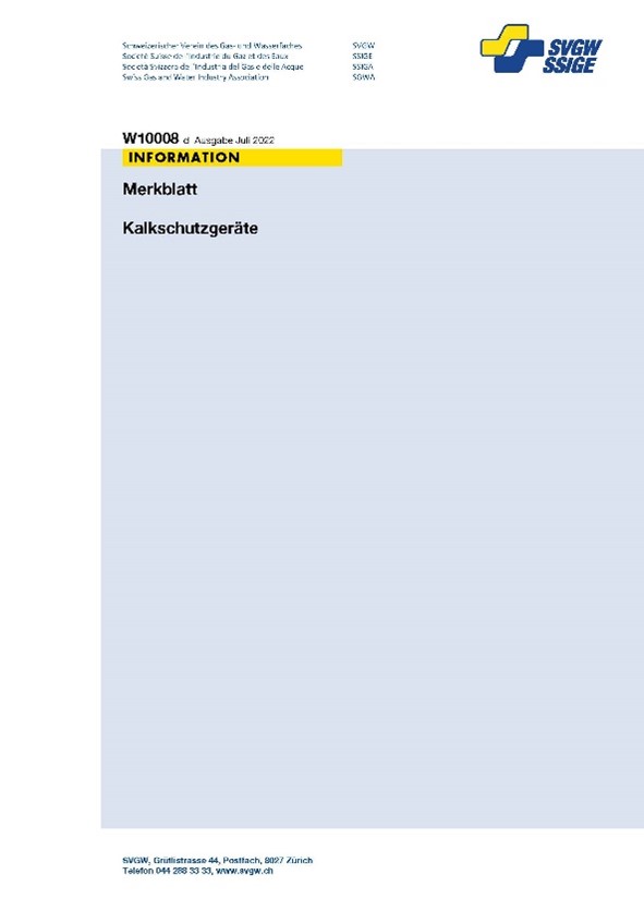 Das Merkblatt W10008 d «Kalkschutzgeräte» wurde überarbeitet. (Bild: ©SVGW)
