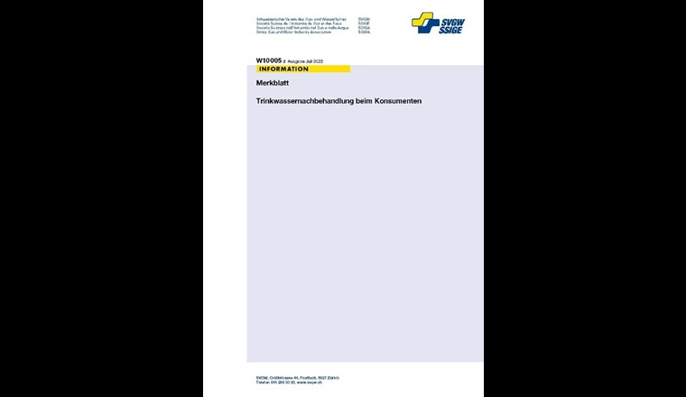 Das Merkblatt W10005 d «Trinkwassernachbehandlung beim Konsumenten» wurde überarbeitet. (Bild: ©SVGW)