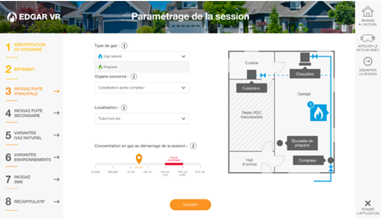 Fig. 4 Fenêtre de paramétrage de la session de formation.