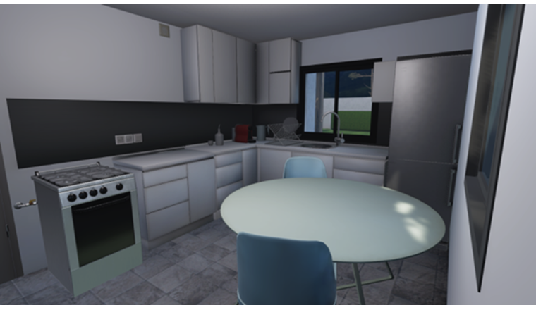 Fig. 6 Vue sur la cuisinière au gaz dans la cuisine de la villa.