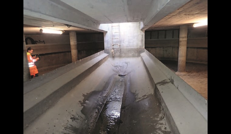 Aufnahme eines Regenbeckens mit dem tragbaren Laserscanner BLK2GO.