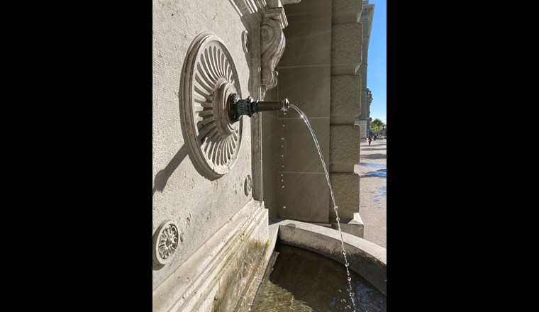 Der Brunnen am Bundeshaus sprudelt mit reichlich Wasser, bei vielen Bächen in den Alpen ist das Sprudeln vielleicht bald keine Selbstverständlichkeit mehr.
Foto: P. Sicher/VSA