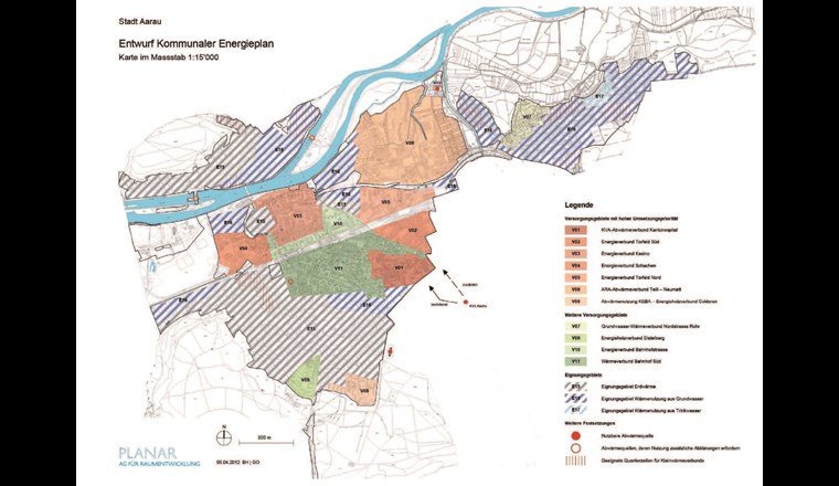 Karte der Versorgungs- und Eignungsgebiete Fernwärme Stadt Aarau 2013 [7].
