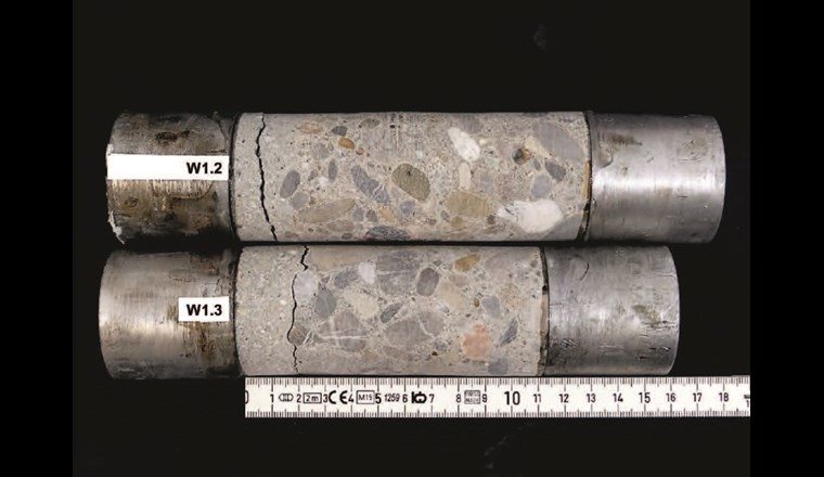 Fig. 4 Fotodokumentation aus dem Haftzugbericht der für die Messstellen W1.2 und W1.3 (Numerierung geändert).
