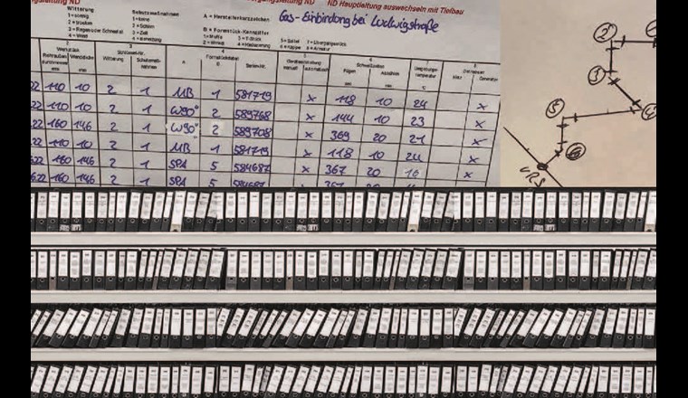 Handschriftliches Schweissprotokoll und analoges Archiv.