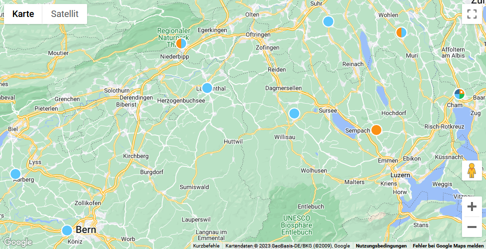 Karte mit Firmen von VSA-Eignungsatteste auf https://vsa.ch/fachbereiche-cc/kanalisation/quik/
