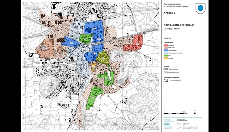 Fig. 1 Energierichtplan mit geplantem Anergienetz (V02a)