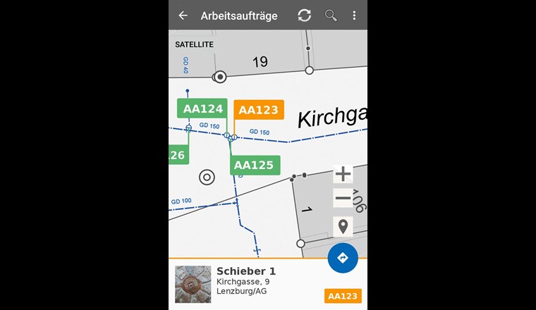 Fig. 5 Kartenansicht Schieberkontrolle
