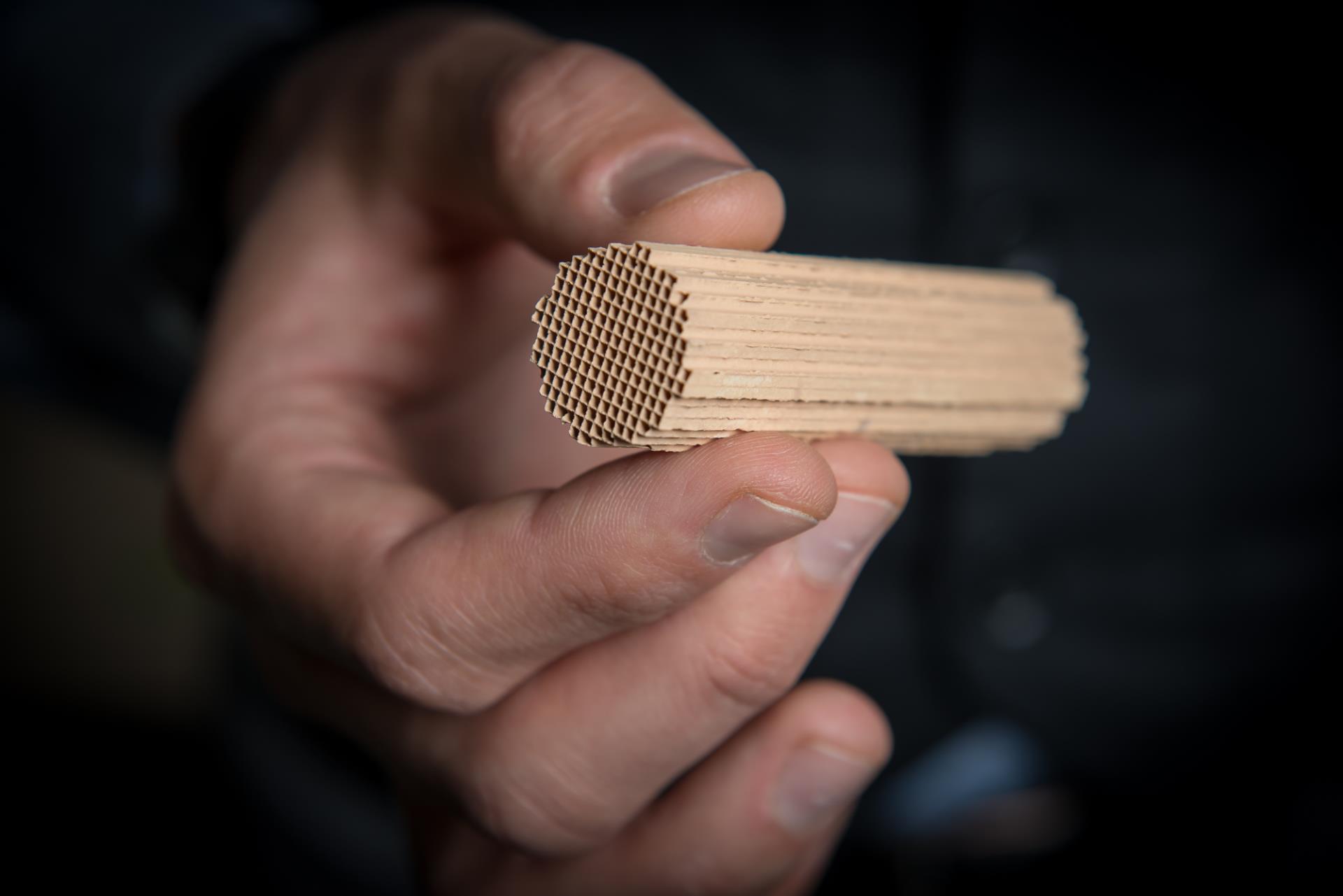 La structure du matériau de support du catalyseur rappelle celle d'une éponge. Le catalyseur fonctionne de manière stable et traite efficacement les gaz d'échappement, même à basse température. (Photo: Institut Paul Scherrer/Mahir Dzambegovic)