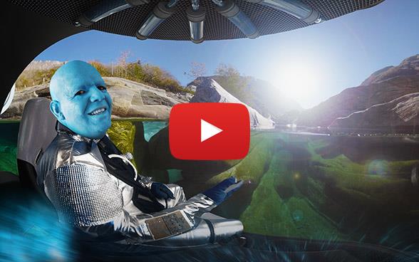 Pilot Nino G vom fremden Planeten Nuxxo führt durch das Gewässer-Video.