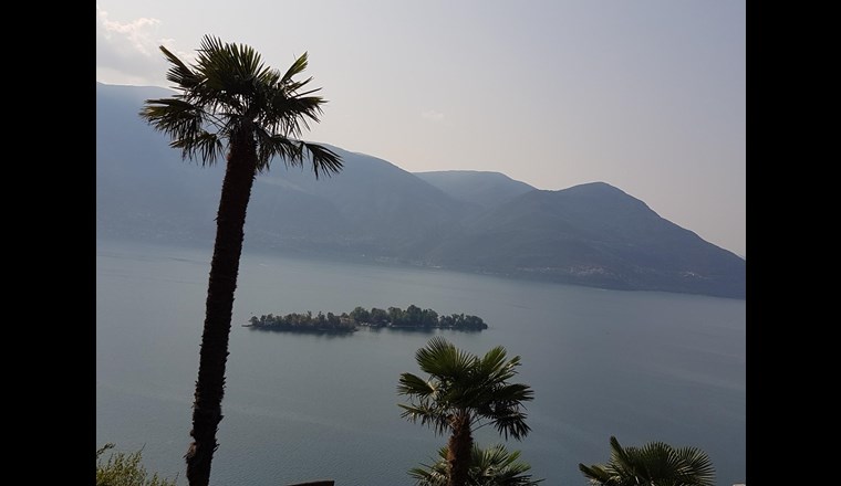 Idyllisch, aber Tiefststand Anfang August: Lago Maggiore mit Brissago Inseln.