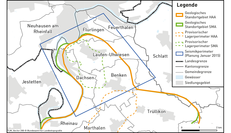 Betroffene Gemeinden im Gebiet Zürich Nordost. Quelle: Nagra
