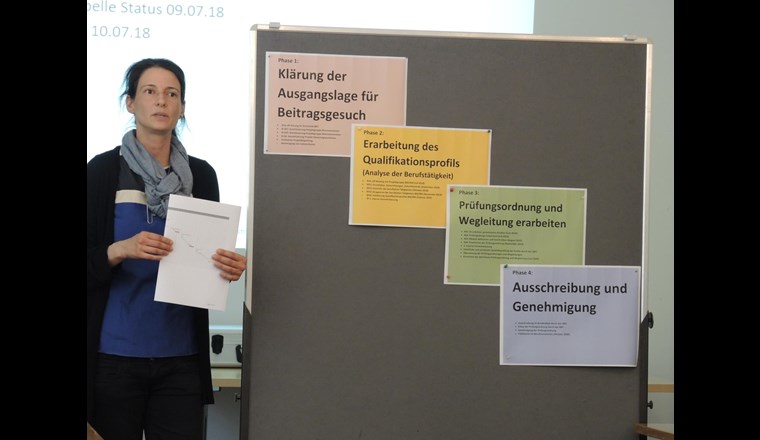 Dorothe von Moos, Fachspezialistin Bildung beim SVGW, orientierte über den Zeitplan der Ausbildungsrevision.