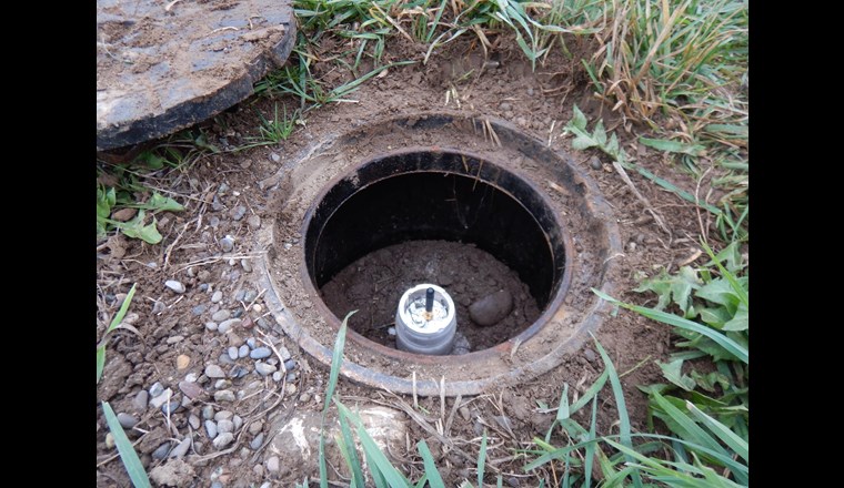 Piezometermessstelle, CTD-Sonde mit LoRaWAN-Funkmodul