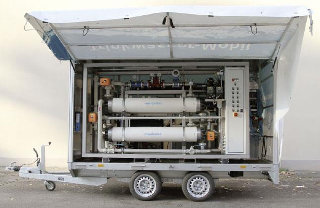 Mobile Trinkwasseraufbereitung der IWB.