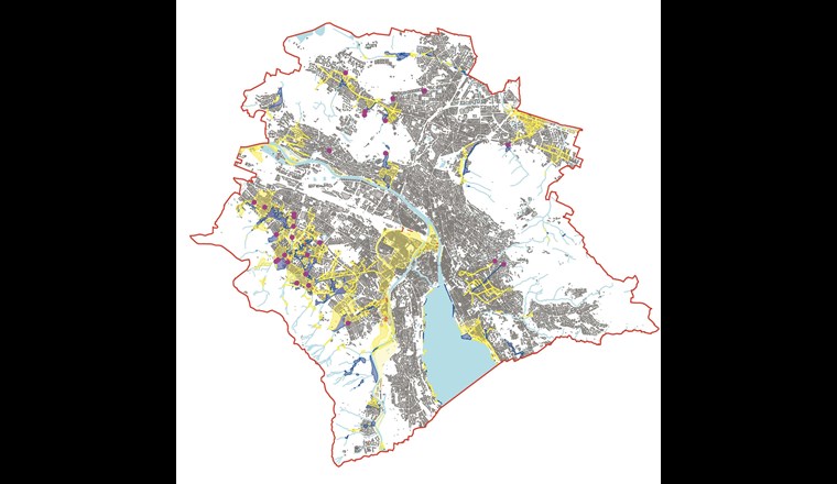 Gefahrenkarte Hochwasser mit Gewässerüberläufen ins Kanalnetz