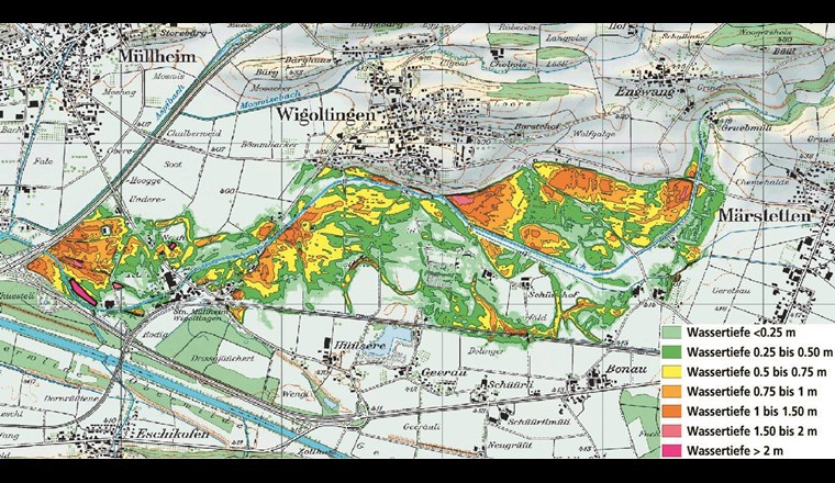 Beispiel Fliesstiefenkarte