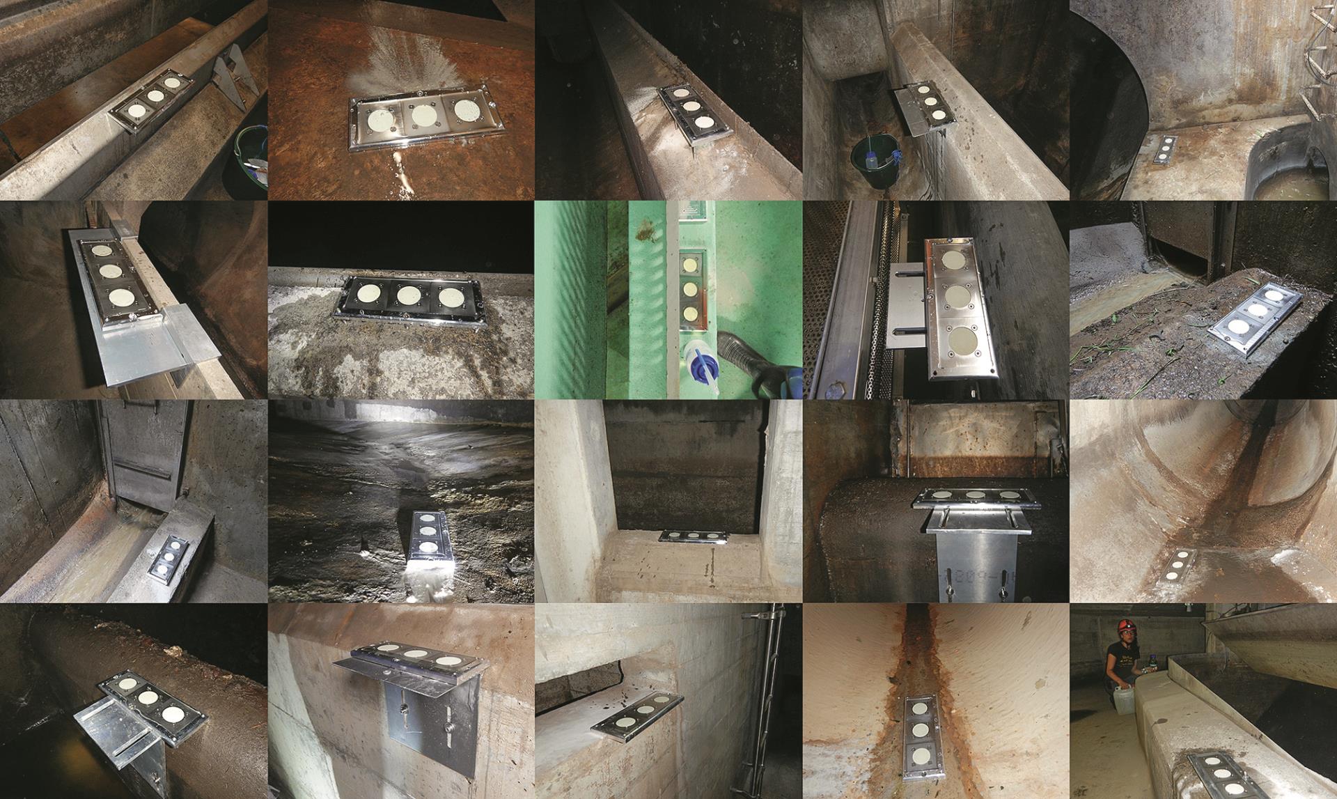 Installationen der Passivsammler (Triplikate) zur Probennahme in 20 Mischabwasserentlastungen.