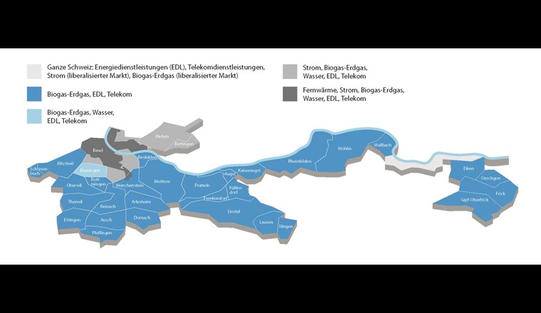 IWB verfügt über rund 230 km Fernwärmeleitungen und über 1000 km Gasleitungen.