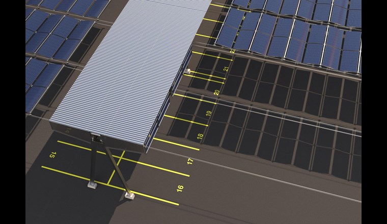 Der Parkplatz der Appenzeller Kronbergbahn im Vorland des Alpsteins. Demnächst werden hier bewegliche Solarmodule in 33 Bahnen über den parkierten Autos schweben. Foto: SAK