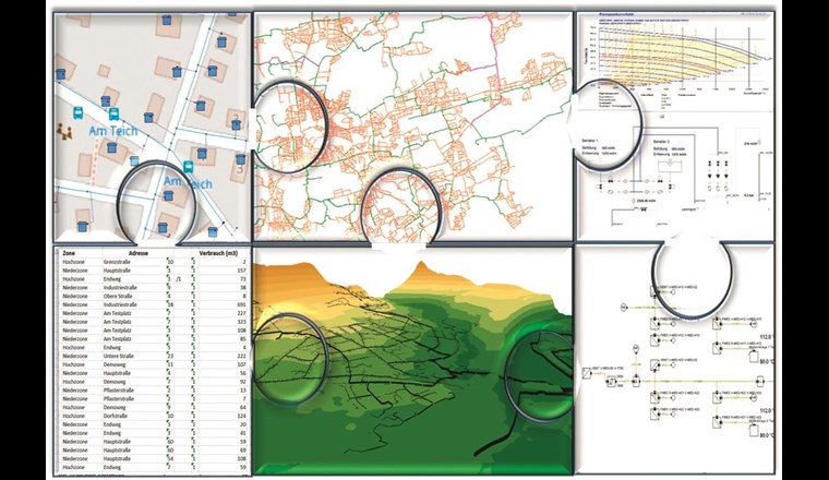 Aus vielen Einzelteilen wird das hydraulische Netzsimulationsmodell in einer einmaligen Aktion zusammengesetzt.