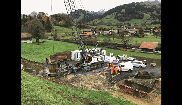 Bau des neuen Grundwasserbrunnens in Frutigen, Kanton Bern.