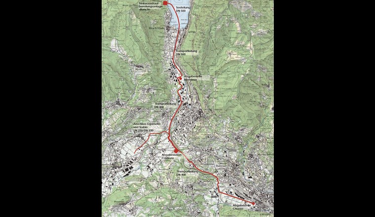 Übersichtsplan der Hauptarbeiten des Acquedotto Regionale del Mendrisiotto (ARM)