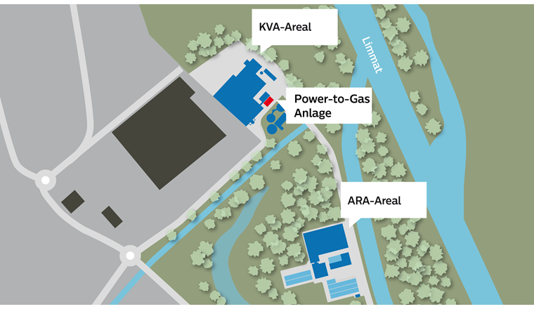 Standort der Power-to-Gas-Anlage von Limeco in Dietikon. (Bild: Limeco)