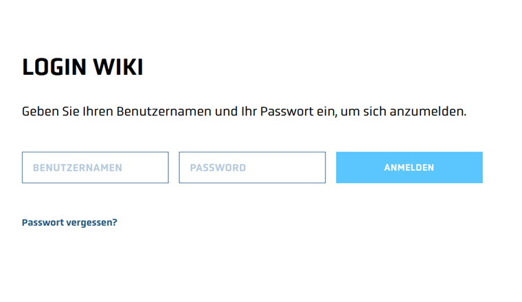 Screenshot Wiki Startseite oder Login auf dss.vsa.ch