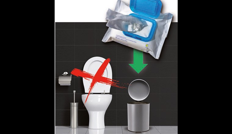 Feuchtüchlein können in Abwasseranlagen zu Verstopfungen führen. Bild: VSA Infoflyer «Feuchttüchlein»