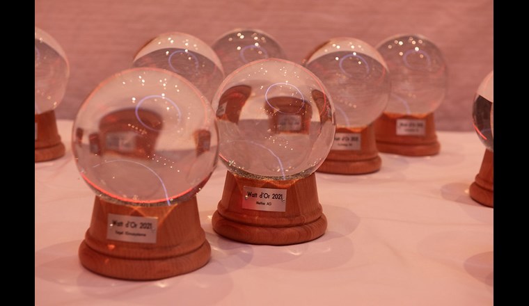 Die Gewinner des Watt d'Or 2021 sind gekürt! Die diesjährigen Sieger des Wettbewerbs konnten ihre Trophäen am 7. Januar 2021 in Bern entgegennehmen. (© BFE)