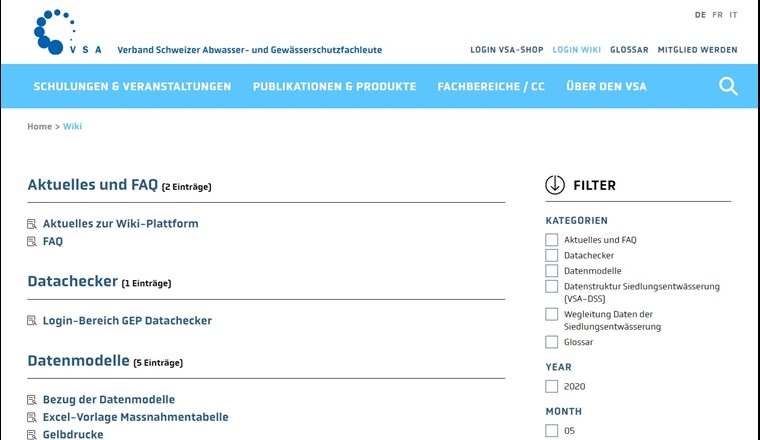Abb. 2: Die neue Wiki-Plattform des VSA ist ein wichtiges Hilfsmittel für einen datenbasierten GEP 2.0