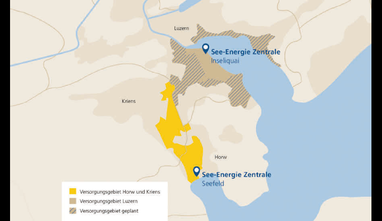 Die Versorgungsgebiete der See-Energie Region Luzern.  (©ewl)