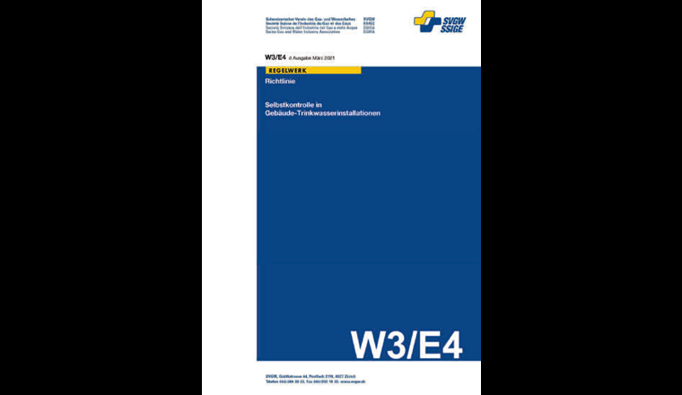 Die SVGW-Richtlinie W3/E4 «Selbstkontrolle in Gebäude-Trinkwasserinstallationen» kann ab dem 1. März 2021 im SVGW-Shop (Regelwerk) erworben werden.