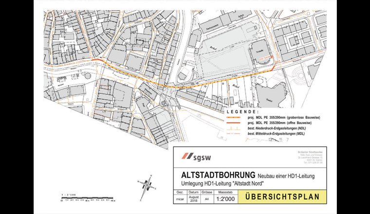 Situationsplan Altstadtbohrung 350 m.