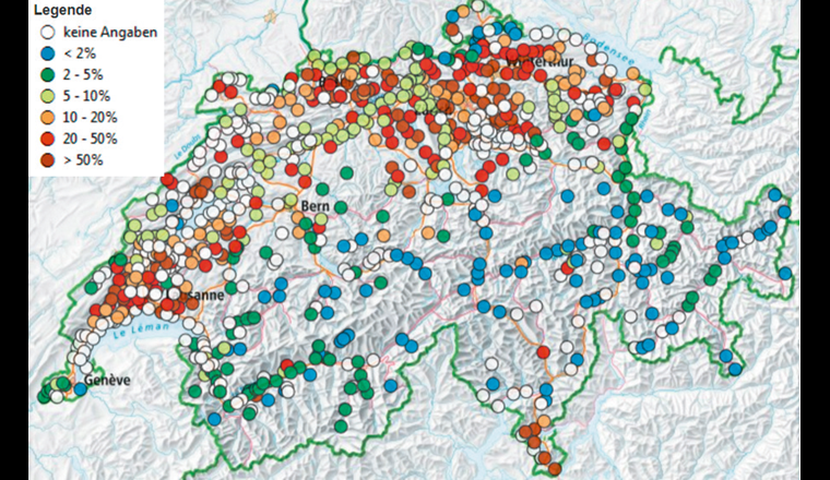 Prozentanteile des Abwassers im Vorfluter bei Niedrigwasserverhältnissen (Q347) [18].