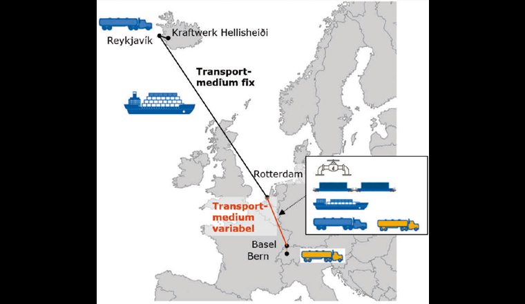 Fig. 3 Transport von Liquefied Green Gas (LGG) in die Schweiz.