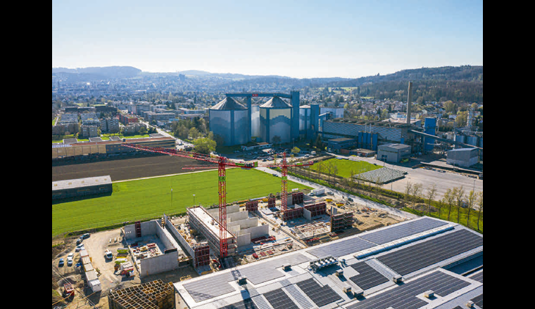 Luftaufnahme der Baustelle in Frauenfeld.