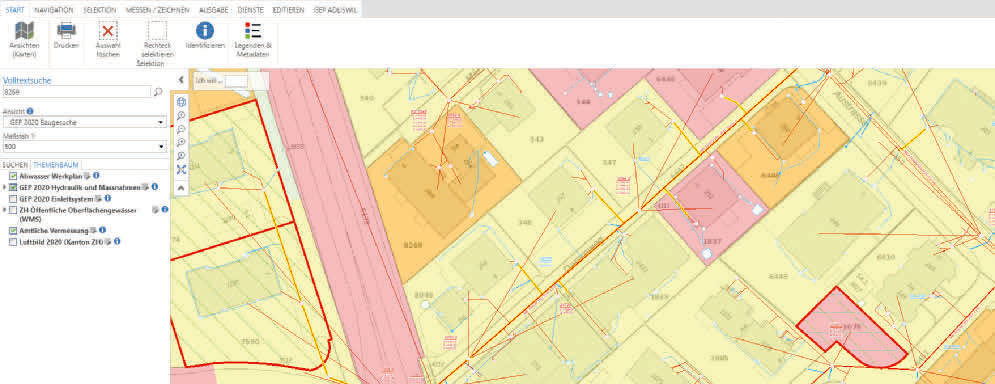 Beispiel einer Standardansicht für die Benutzer der Stadt Adliswil.