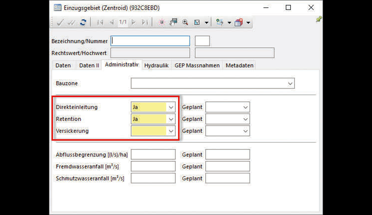 Nachführungsmasken für die Aktualisierung der Einzugsgebietsdaten direkt im GIS-System.