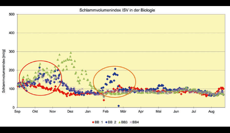 Fig. 6 Schlammvolumenindex von September 2019 bis August 2020.